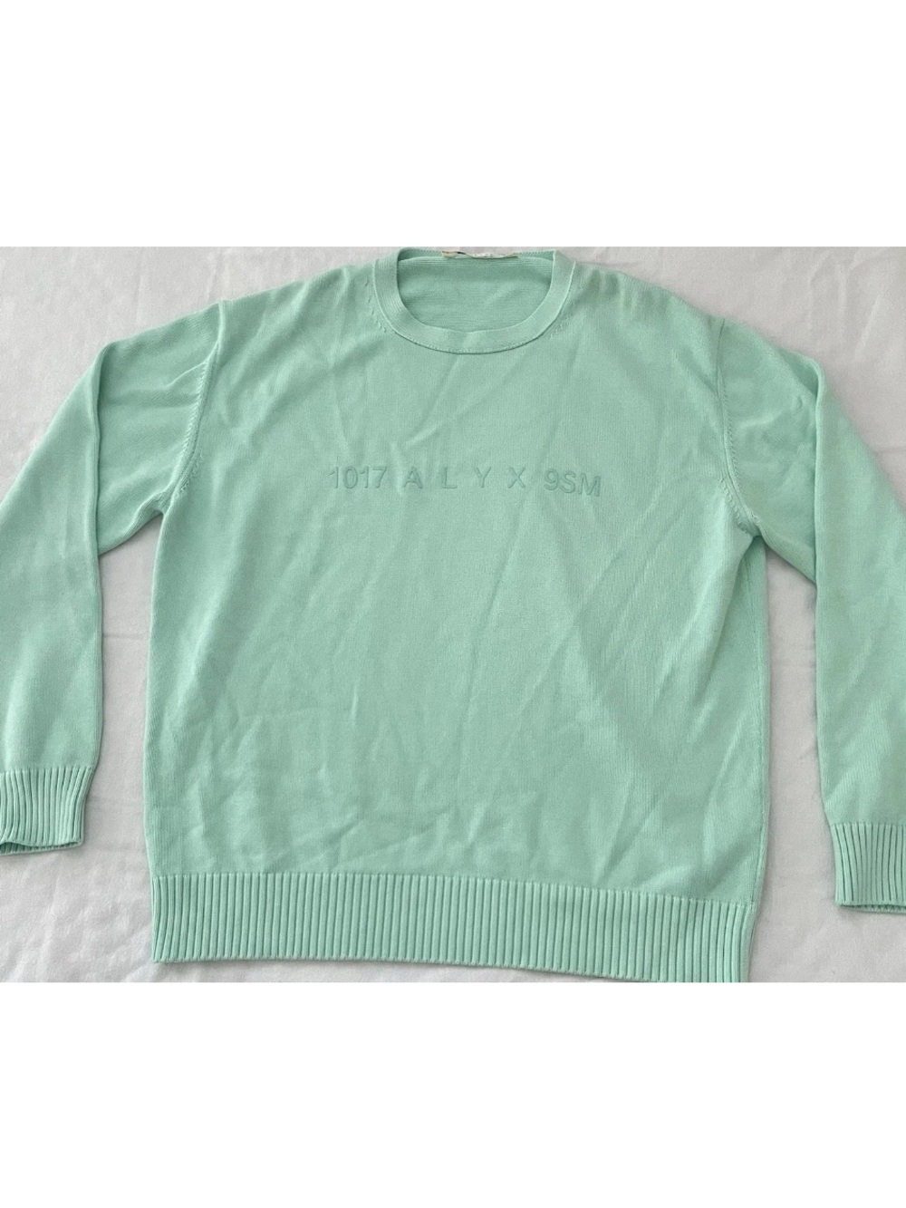 1017 ALYX 9SM Mint Green Cotton Knit Sweater Men’s L Tonal Logo